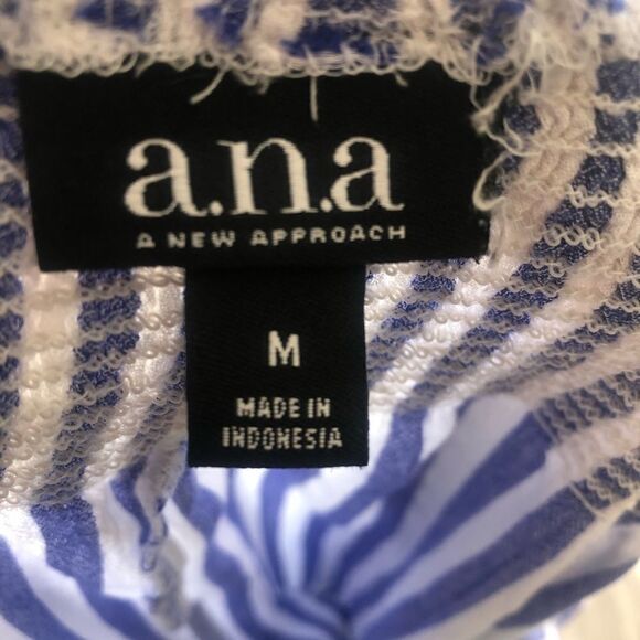2/$20 a.n.a. Off Shoulder Striped Blue White Top - Picture 11 of 12